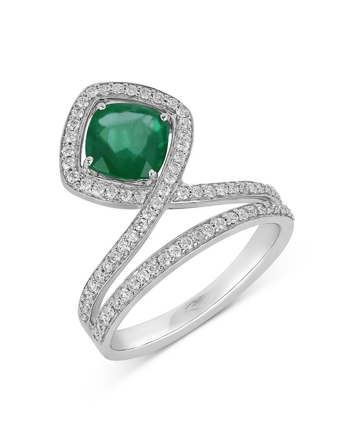 Hueb 18k White Gold Spectrum Emerald & Diamond Statement Ring In Green