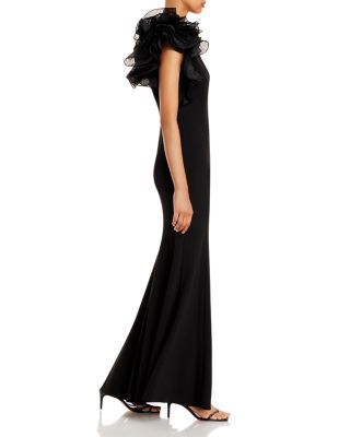 AIDAN MATTOX 黒ワンショルマーメイドロングドレス Aidan Mattox One-Shoulder Gown | Bloomingdale's