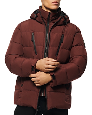 Andrew Marc Marc New York Montrose Mid Length Water Resistant Puffer Coat In Oxblood