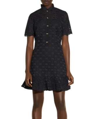 chinese dress ladies Sandro Paris Lace Sheath Dress In Black Polyester