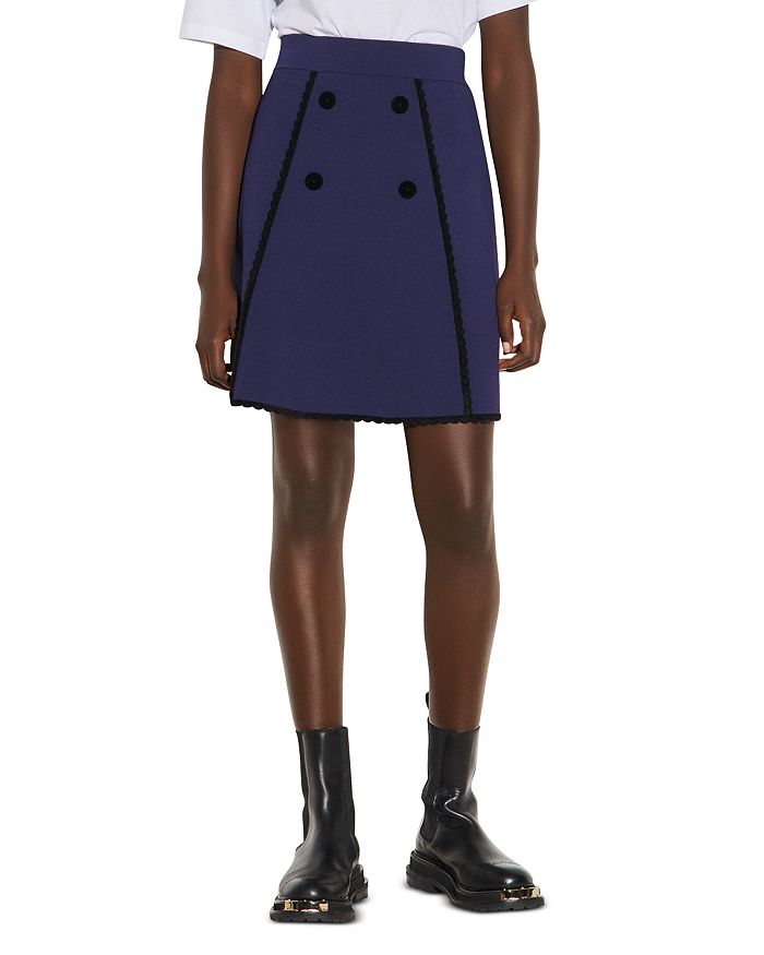 Sandro Jemy Button Front Skirt In Marine