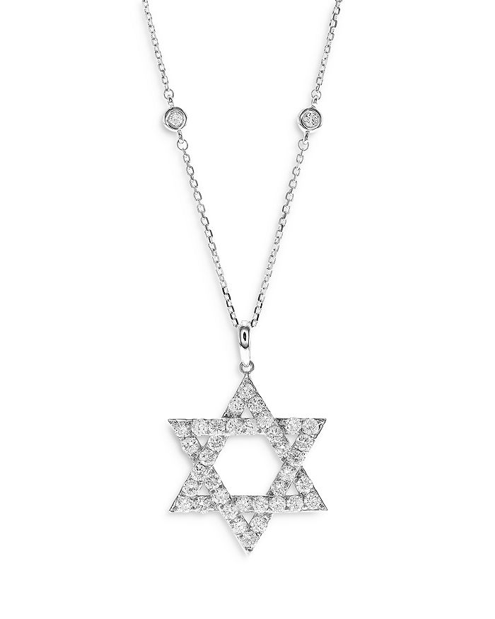 Bloomingdale's - Diamond Star of David Pendant Necklace in 14K White Gold, 1.5 ct. t.w. - 100% Exclusive