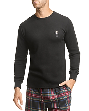 Polo Ralph Lauren Waffle Knit Pajama Shirt In Polo Black/martini Bear