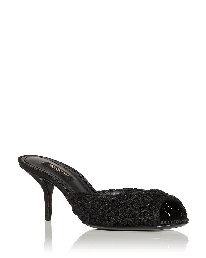 Dolce & Gabbana Women's Kitten Heel Slide Sandals In Black