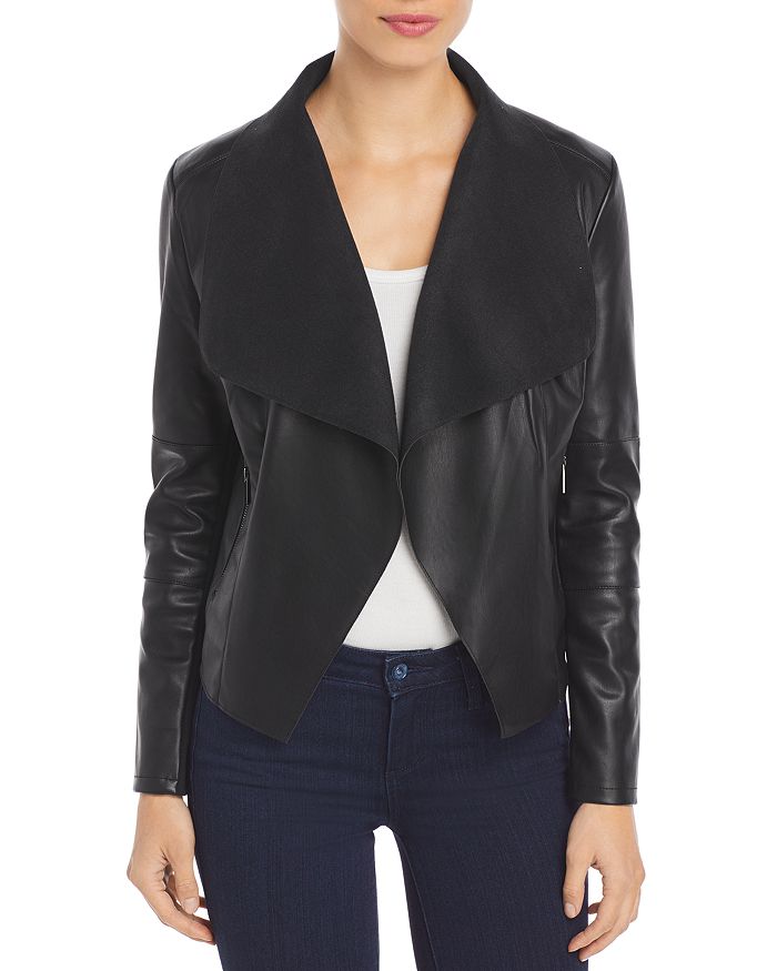 Draped Faux Leather Jacket Bloomingdales Women Clothing Jackets Leather Jackets 