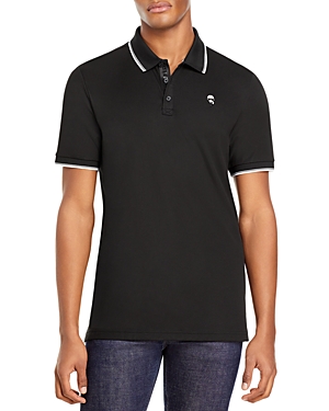 Karl Lagerfeld Paris Karl Head Cotton Blend Embroidered Tipped Regular Fit Polo Shirt