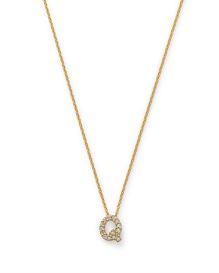 Roberto Coin 18k Yellow Gold And Diamond Initial Love Letter Pendant Necklace, 16 In Q
