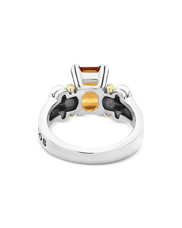 Shop Lagos Sterling Silver & 18k Yellow Gold Glacier Citrine Ring In Orange/silver
