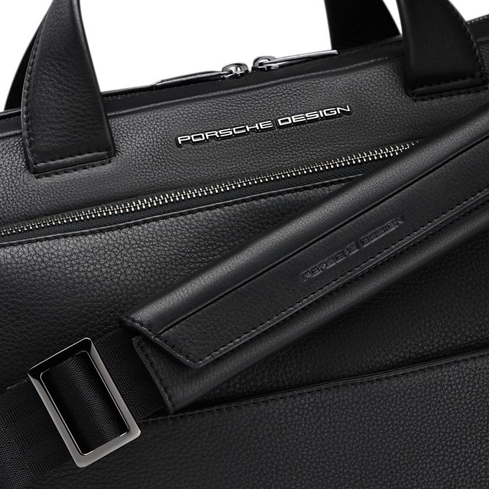 Shop Porsche Design Roadster Leather Briefcase M In Black