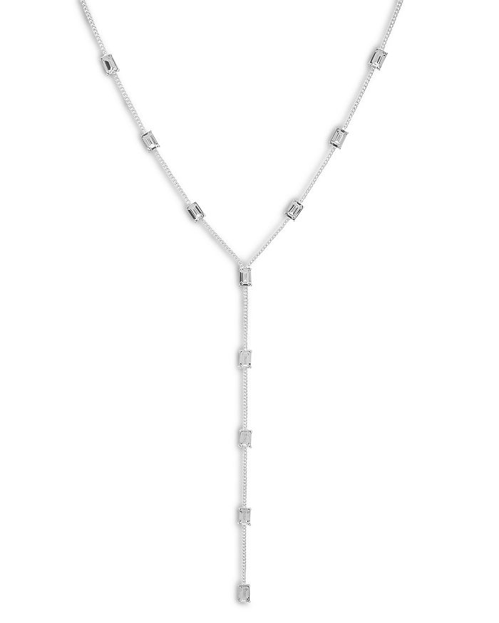 Ralph Lauren Lauren  Baguette Y Drop Necklace, 22 In Crystal White