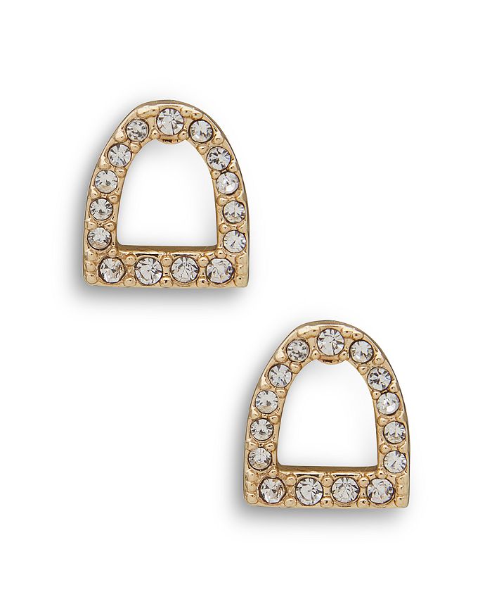 Ralph Lauren Lauren  Stirrup Stud Earrings In Crystal White