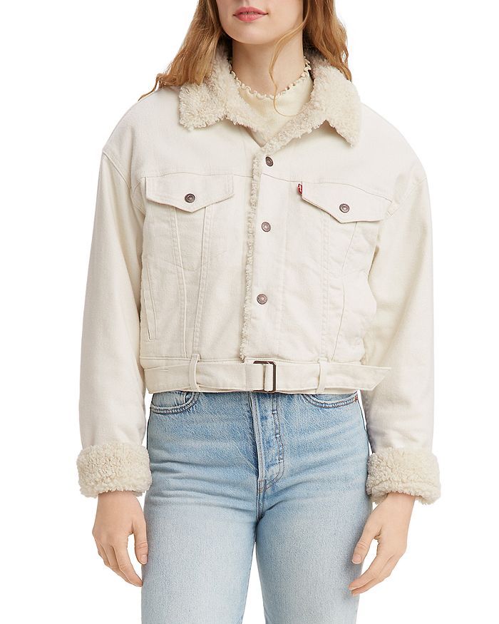 Cocoon Shearling Trucker Dark Wash Denim Jacket