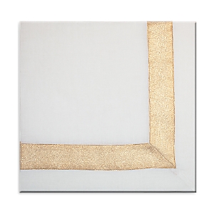 Nomi K Gold Shimmer White New Border Napkin In Gold