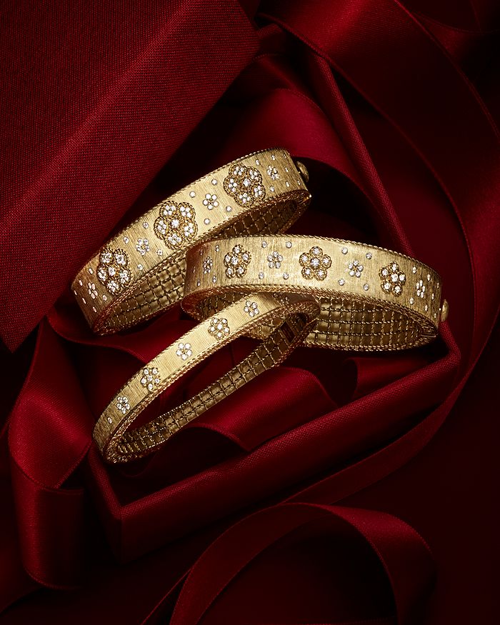 Shop Roberto Coin 18k Yellow Gold Diamond Daisy Bangle Bracelet - 100% Exclusive