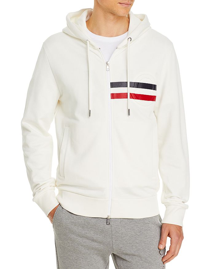 Moncler Zip-up Hooded Cardigan In Natural