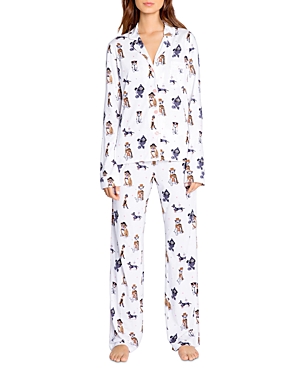 Pj Salvage Dog Print Jersey Pajama and Sleep Mask Set