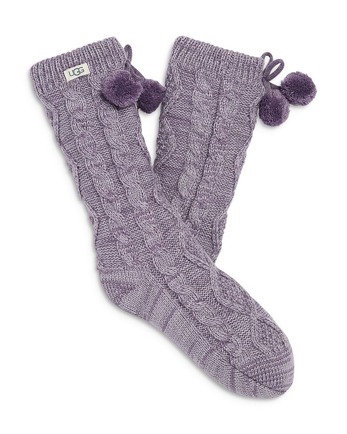 Ugg Pom-pom Fleece Lined Socks In Lavender Aura