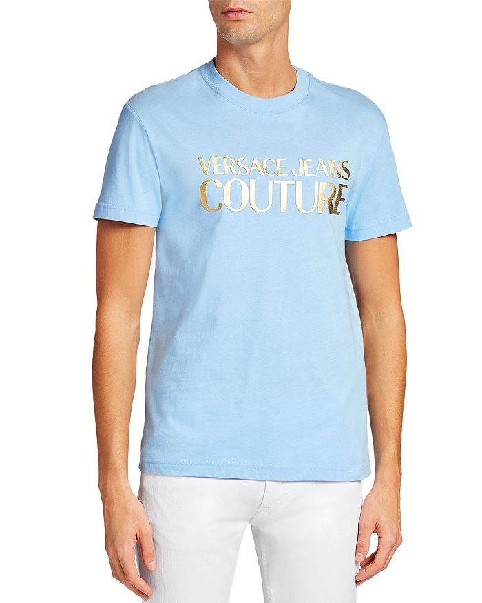 Versace Jeans Couture Institutional Logo Slim Fit Tee In Blue Bell