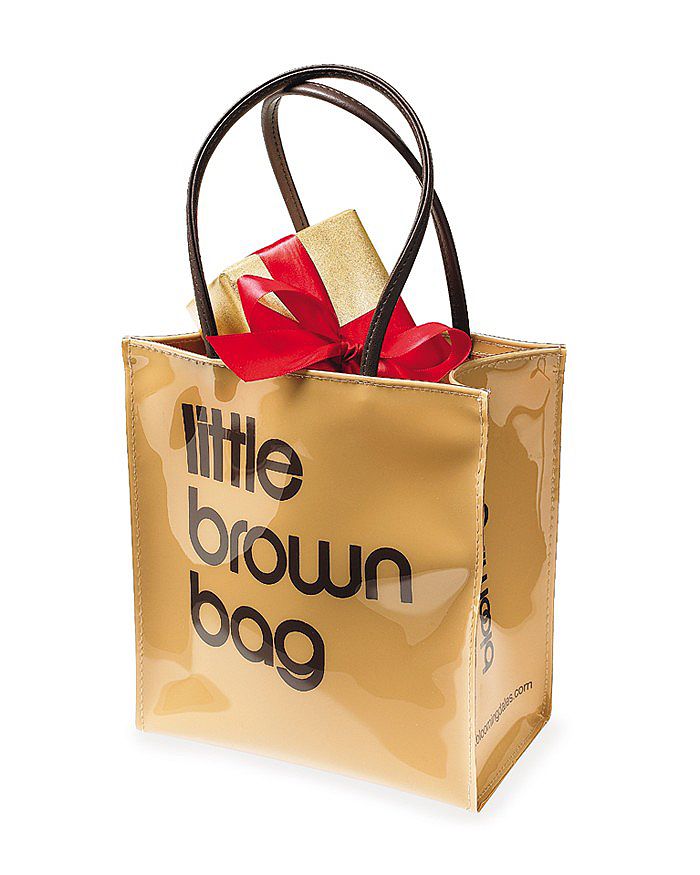 ONE (1) NEW BLOOMINGDALES LITTLE BROWN BAG THICK VINYL PLASTIC LUNCH TOTE  BAG