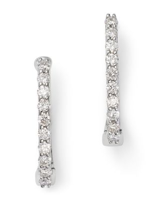 18K Gold Small Diamond Huggie Hoop Earrings
