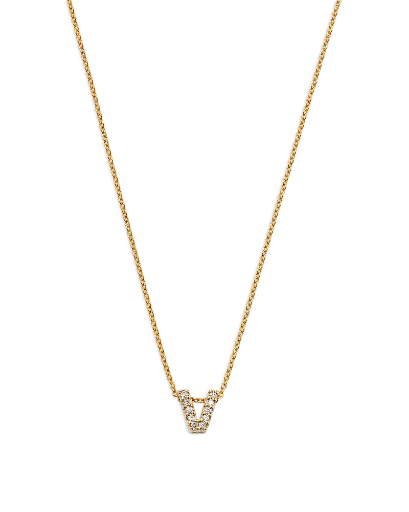 Roberto Coin 18K Yellow Gold and Diamond Initial Love Letter Pendant Necklace, 16