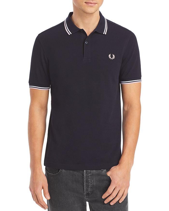 Shop Fred Perry Twin Tipped Slim Fit Polo In Navy/white/red