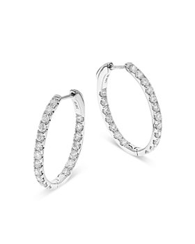 Bloomingdale's - Diamond Inside-Out Oval Hoop Earrings in 14K White Gold, 1.90 ct. t.w. - 100% Exclusive