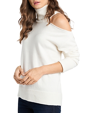 1.state Cutout Shoulder Turtleneck Sweater In Antique White