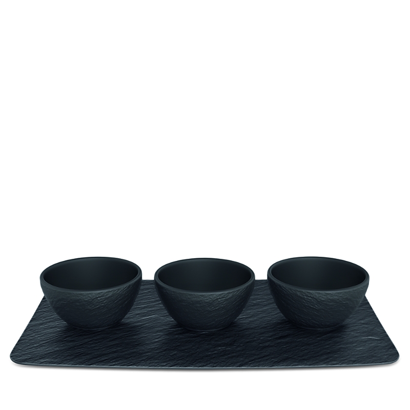 Villeroy & Boch Manufacture Rock Dip Bowl & Tray 4 Piece Set In Black