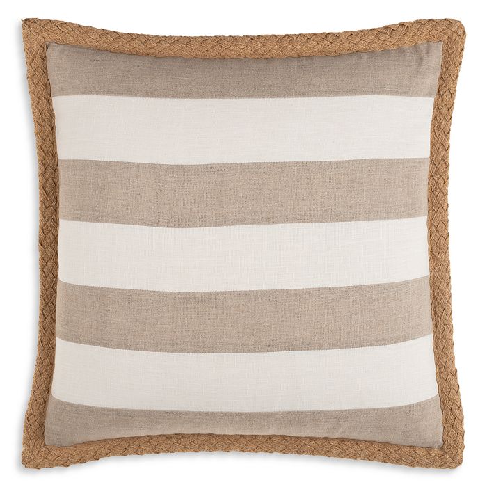Surya Warrick Striped Linen Decorative Pillow, 22 X 22 In Ivory