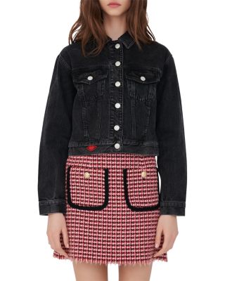 maje cropped denim jacket