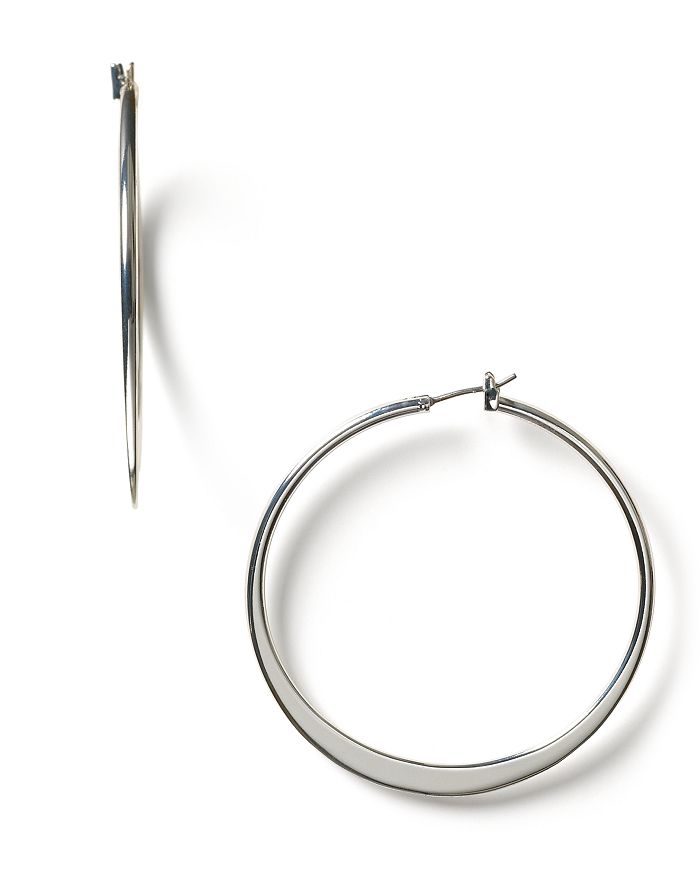 Ralph Lauren Lauren By Lauren  Large Knife Edge Hoop Earrings In Silver