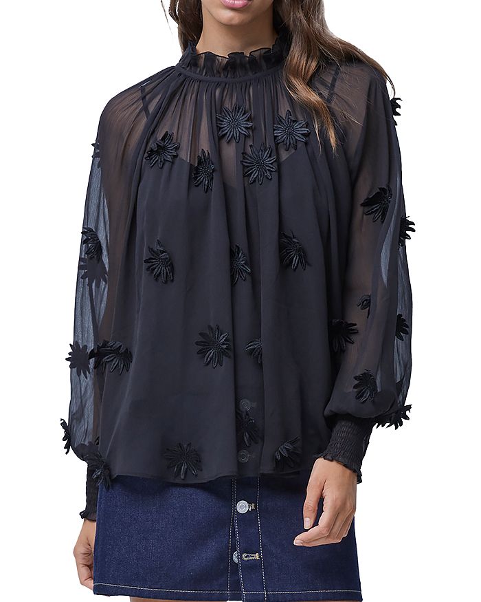 FRENCH CONNECTION Aziza Lace Long Sleeve Top Bloomingdale's