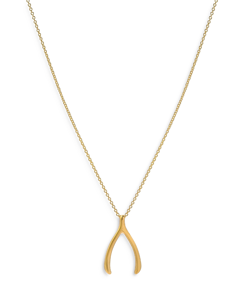 Zoe Lev 14k Yellow Gold Wishbone Pendant Necklace, 18 In Gold