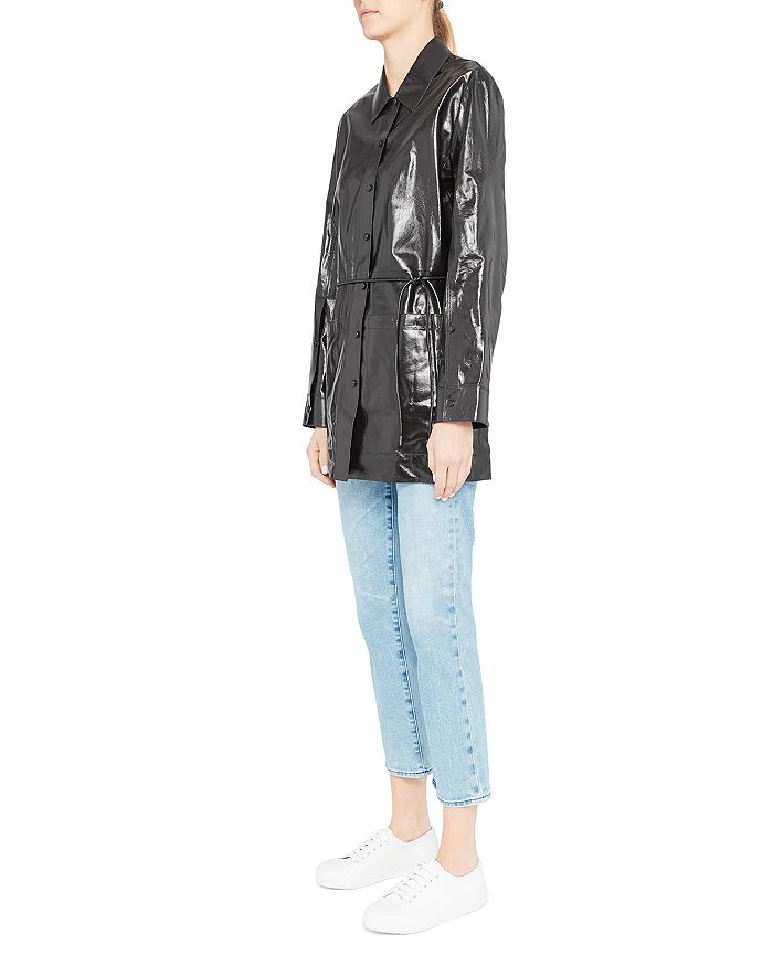 P.paper Faux Leather Shirt Jacket In Black