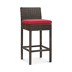 Modway Conduit Outdoor Patio Wicker Rattan Bar Stool In Brown Red
