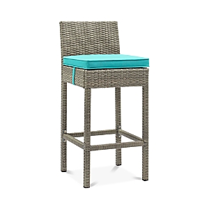 Modway Conduit Outdoor Patio Wicker Rattan Bar Stool In Light Gray Turquoise