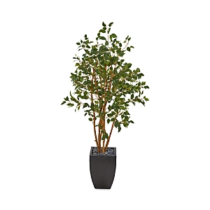 Nearly Natural Artificial Ficus Tree In Black Planter In Green