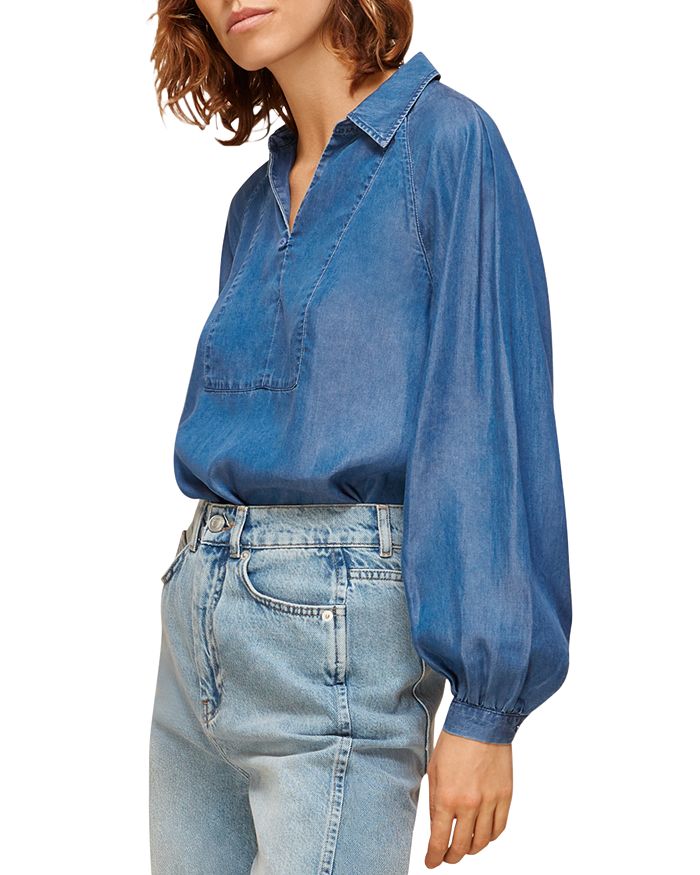 Whistles Chambray Top In Denim
