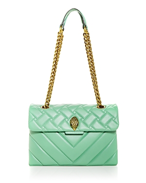 Kurt Geiger Kensington Bird-clasp Leather Shoulder Bag In Pale Green/gold