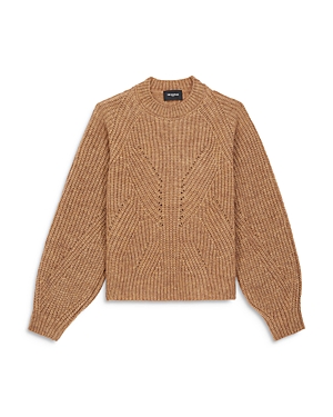 The Kooples Long Sleeve Knit Sweater In Brown