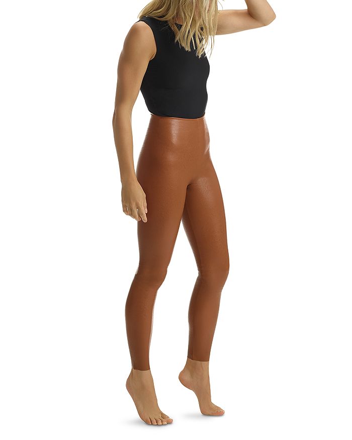 Buy commando Women's Perfect Control Faux Leather Leggings, Sand, Small at
