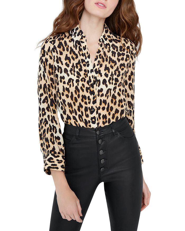 Shop Alice And Olivia Alice & Olivia Eloise Leopard Print Blouse In Spotted Leopard Multi