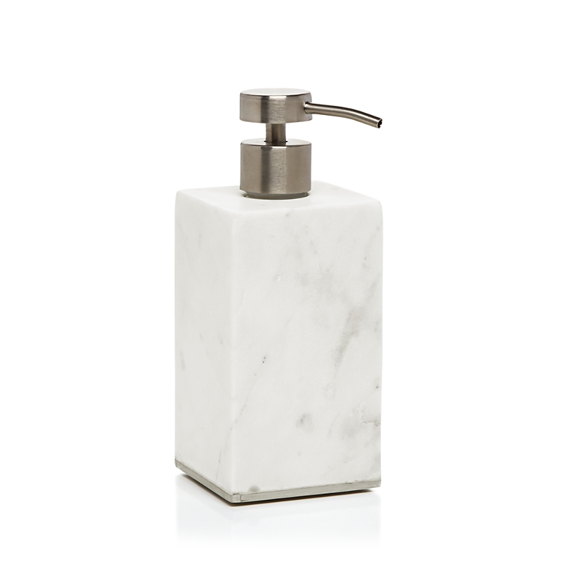 Sferra Pietra Marble Soap Dispenser In White/silver