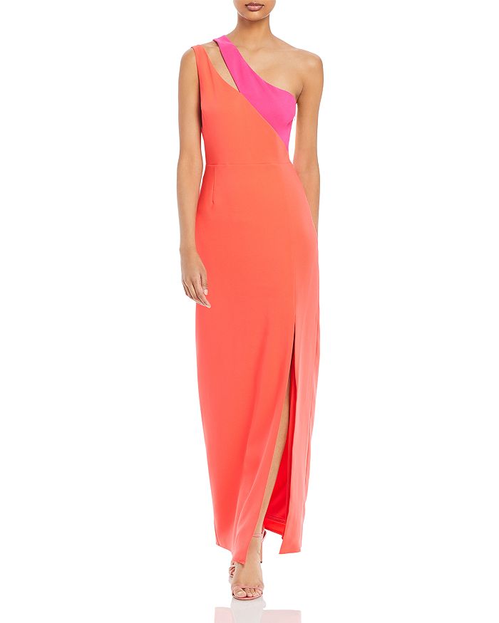 Laundry by Shelli Segal Color-Block One-Shoulder Gown | Bloomingdale's