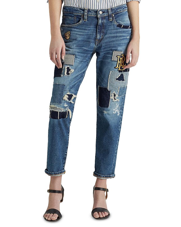 Ralph Lauren Patchwork Straight Leg Jeans in Tinted Wash | Bloomingdale's