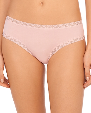 Natori Bliss Girl Comfortable Brief Panty Underwear With Lace Trim In Delicate Peach