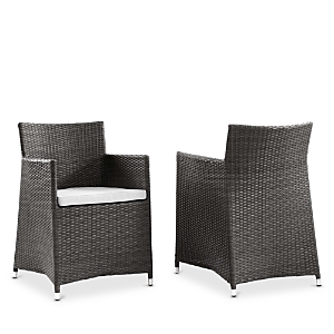 Modway Junction Outdoor Patio Rattan Dining Armchairs, Set Of 2 In Brown/white