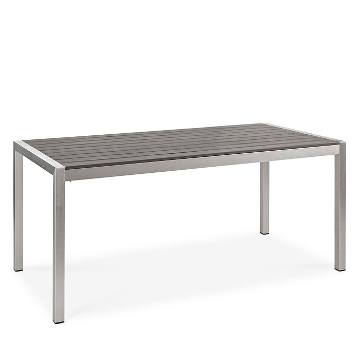 Modway Shore Outdoor Patio Dining Table In Silver Gray