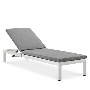Modway Shore Outdoor Patio Aluminum Chaise With Cushions In Silver Gray